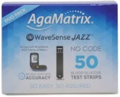 AgaMatrix WaveSense Jazz Blood Glucose Test Strips 50 Pack