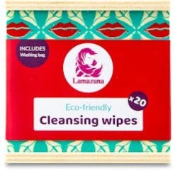 Lamazuna Cleansing Wipes With Wash Bag And Wood Box 20 Pack
